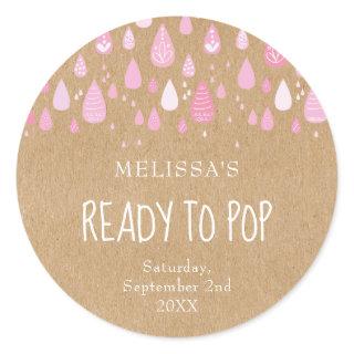 Pretty Pink Raindrops Ready To Pop Baby Shower Classic Round Sticker