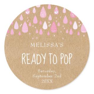 Pretty Pink Raindrops Ready To Pop Baby Shower Classic Round Sticker