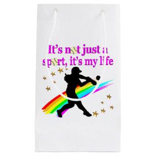 PRETTY PINK SOFTBALL IS MY LIFE DESIGN SMALL GIFT BAG