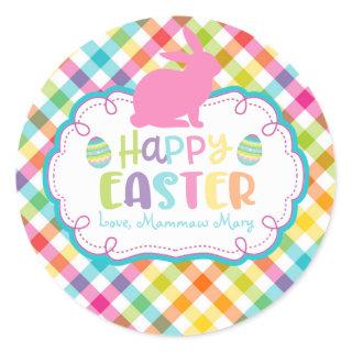 Pretty Plaid Happy Easter Personalized sticker