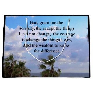 PRETTY SERENITY PRAYER PALM TREE PHOTO DESIGN LARGE GIFT BAG