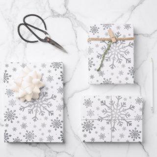 Pretty Silver Christmas Snowflakes on Winter White  Sheets