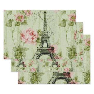 pretty spring mint pink floral paris eiffel tower  sheets