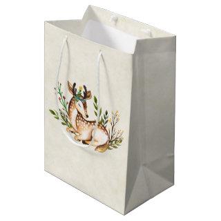 Pretty Watercolor Deer Laying Down Boho Medium Gift Bag