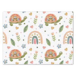Pretty Watercolor Turtle and Rainbow Pattern Tissue Paper