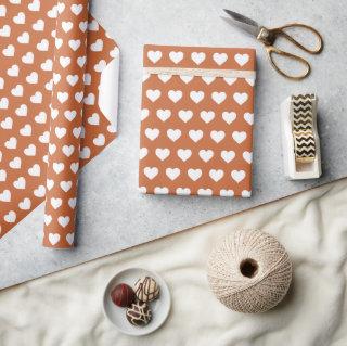 Pretty White Hearts Pattern Burnt Orange