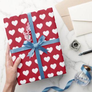 Pretty White Hearts Pattern Classic Red