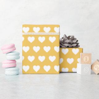 Pretty White Hearts Pattern Honey Yellow