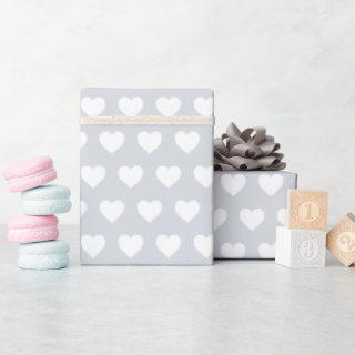 Pretty White Hearts Pattern Pastel Blue