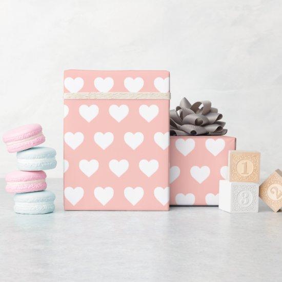Pretty White Hearts Pattern Pastel Pink