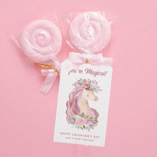 Pretty Wildflower Unicorn Watercolor Valentine  Gift Tags