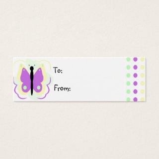 Pretty Yellow And Purple Butterfly Gift Tag