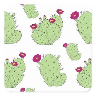Prickly Pear Pattern Texas State Plant Cactus Love Square Sticker