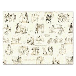 Pride and Prejudice Beige Sepia Toile Quotes Tissue Paper