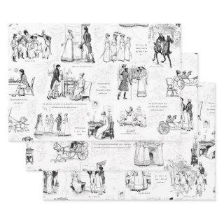 Pride and Prejudice Black White Toile Quotes  Sheets