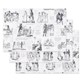 Pride and Prejudice Blue Grey Toile Quotes  Sheets