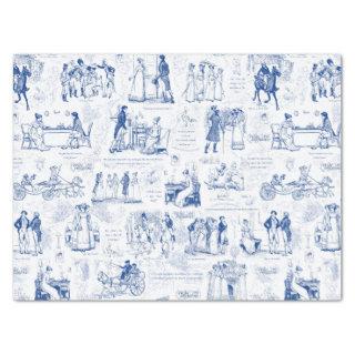 Pride and Prejudice Blue Toile Quotes Illustration Tissue Paper