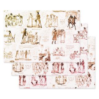 Pride and Prejudice Brown Beige Toile Quotes  Sheets