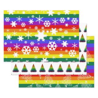 Pride Flag Christmas Tree Snowflake Pattern  Sheets