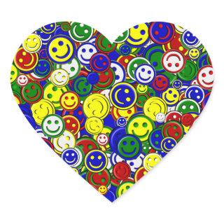 Primary Happy Face Allover Beads Heart Sticker