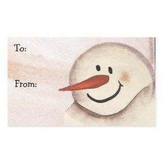 Primitive Acrylic Painted Snowman Christmas Tag
