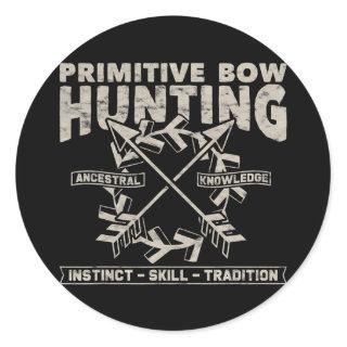 Primitive Bow Hunting Hunter Archer Hobbyist  Classic Round Sticker