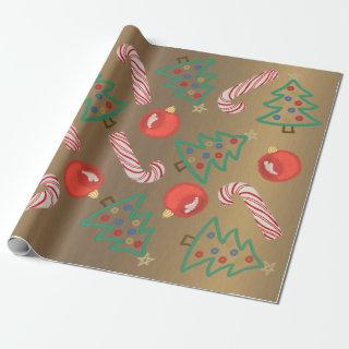 Primitive Candy Cane Christmas Tree Red Ornament