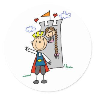 Prince Charming Rescues Princess Classic Round Sticker