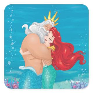 Princess Ariel & King Triton Hug Square Sticker