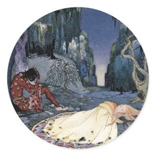 Princess Asleep in Forest Classic Round Sticker
