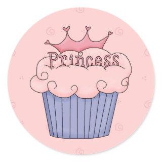 Princess cupcake classic round sticker