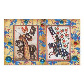 PRINCESS PENTHESILEA AND BLUE KNIGHT ON HORSEBACK  RECTANGULAR STICKER