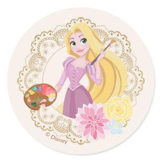 Princess Rapunzel | Floral Gold Confetti Classic Round Sticker