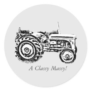 print of vintage Gray massey fergison tractor   Classic Round Sticker