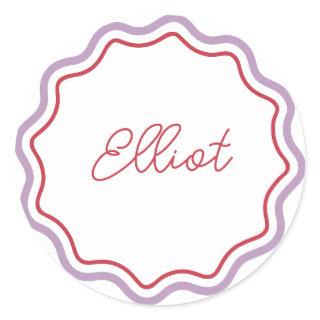 Printed Round Stickers Personalised Curvy Wavy