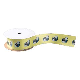 Printer cartoon illustration satin ribbon