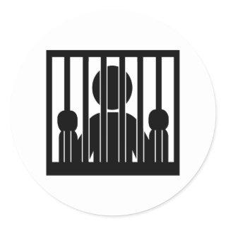 Prison jail arrest classic round sticker