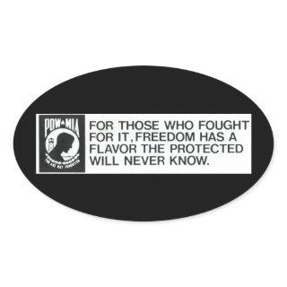 Prisoners Of War, Missing in Action Oval Sticker