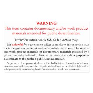 Privacy Protection Act sticker, white rectangle Rectangular Sticker