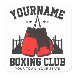 Pro Boxer ADD NAME Red Gloves Boxing Ring Training Square Sticker