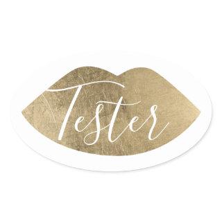 Product Tester Sample Try Me Modern Gold Lips Oval Sticker