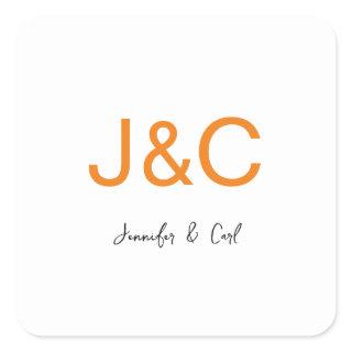 Professional Classical Monogram Minimalist Plain Square Sticker