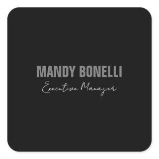 Professional elegant modern minimalist add name square sticker