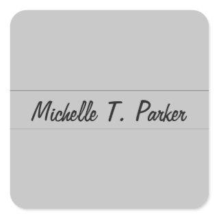 Professional elegant plain minimalist calligraphy square sticker