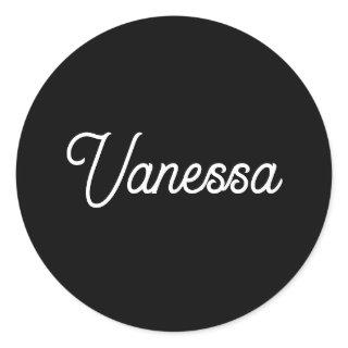 Professional handwriting name custom black classic round sticker