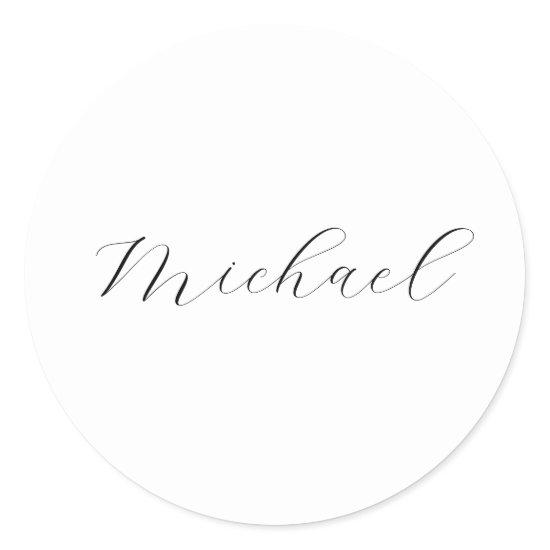 Professional handwriting name minimalist modern classic round sticker