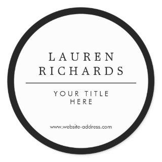 Professional Luxe Black and White Classic Round Sticker