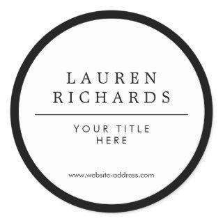 Professional Luxe Black and White Classic Round Sticker