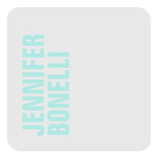 Professional minimalist bold blue name square sticker