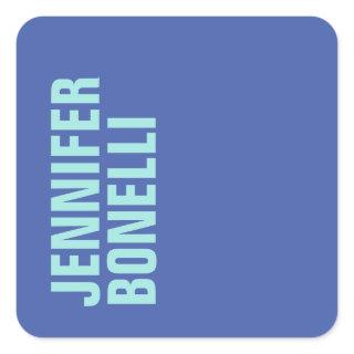 Professional minimalist bold blue name square sticker